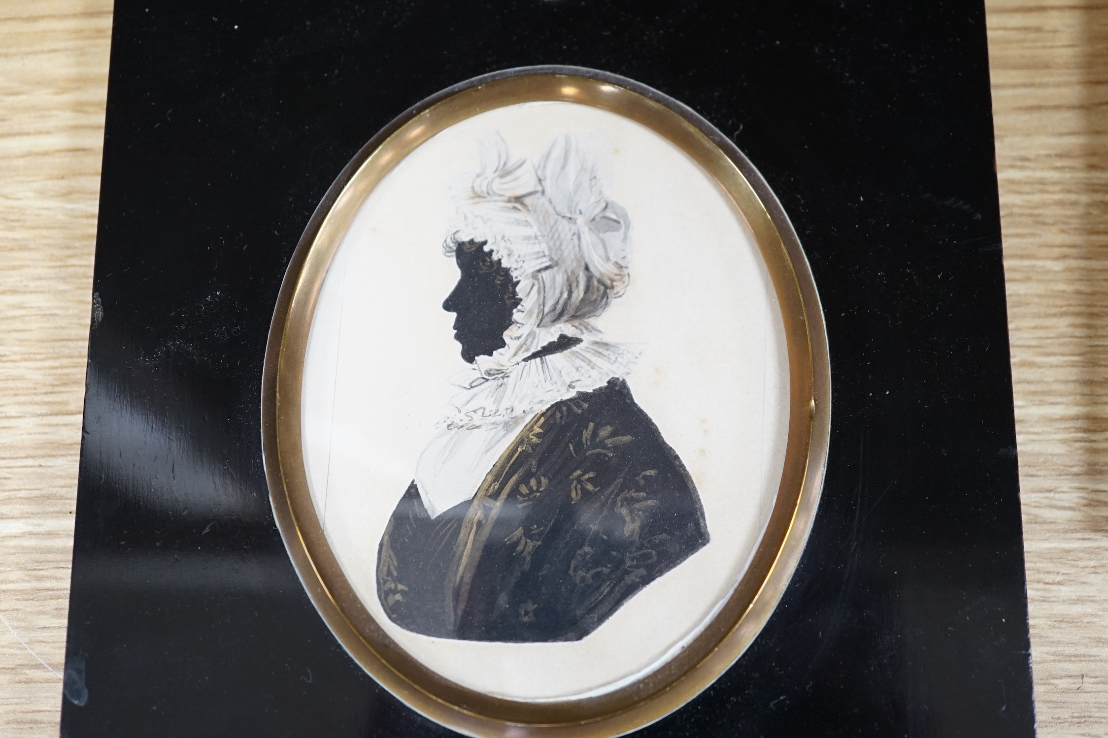 19th century English School, a group of silhouettes and portraits, largest 27 x 17cm